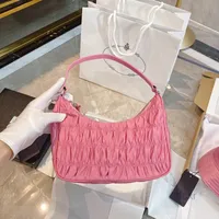 Shoulder Bags Women Shoulder Bag Handbag Nylon Baguette Designer Fashion Pleated Lady Bags Hobos Multiple Solid Color High Quality FF0510662