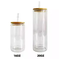 Stock US Tumblers de vidrio de pared doble 16 oz 20 oz de tazas de globo de nieve rectas preferidas para sublimaci￳n y tazas de brillo 905