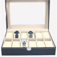 Faux Leather Watch Box Case Organizer 12 Slots Jewelry Storage Box247z