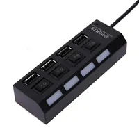 Port USB Hub 2.0 Splitter High Speed 480Mbps LED With ON OFF Switch For Tablet Laptop Computer Notebook