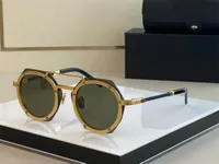 Toppkvalitet Mens solglasögon Luxury Brand Design Fashion Style Mirror Solglasögon Shades Steampunk Retro Vintage Man Glasses Women Hexagon Eyewear 006