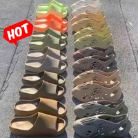 2022 Tasarımcı Sandalet Erkek Kadın Sandal Siyah Beyaz Reçine Saf Ocher Kemik Terlik Köpük Erkekler Kadın Slayt Terlik Slides Slide Sliders Runr Clog 36-48 MX Karbon