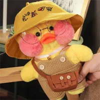 Plush Molls Whosale 30cm Cute Lalafanfan Cafe Duck Plush Toy Slubed Kawaii Duck Doll Almoh Regalo de cumpleaños para niños 220902