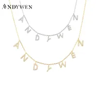 Goedkope accessoires op maat gemaakte sieradencustomized kettingen Andywen 925 Sterling zilvergoud gepersonaliseerde naam hanger ketting alpahbet ...