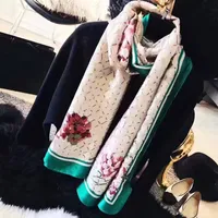 Kızlar Moda İpek Eşarp Kadınlar Bahar Tasarımcı Eşarpları Uzun Eşarplar Etiket 180x90cm Şal 221v