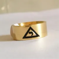 Hoge kwaliteit goud zilveren roestvrij staal 14 graden Scottish Rite Yod Ring Masonic Signet -ringen binnen met virtus junxit mors non separy163T