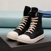 مصمم الأحذية ريك الأسود منصة التمهيد الرجال القماشية حذاء Glunge زيادة الظلام أوينز عالية الجوارب الرجعية حذاء النساء