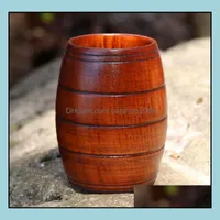 Mugs 50Pcs/Lot Wooden Belly Beer Cup Wood Carved Classical Tea Eco-Friendly Drinkware Kitchen Bar Accessories Sn395 Drop Delivery 202 Dh1Sn