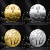 Keepsakes 2022 World Cup Qatar Football Championship Coins Collectable Colour Silver Gold Color Commemorative Coin Souvenir Soccor Fans Favor Party Gifts T950PZK