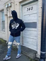 Erkek Hoodies Y2K Harajuku Yıldızları Baskı Zip Up Erkek Grunge Gotik Spor Ceket Büyük Boy Kış Hip Hop Sokak Giyim Tam Sweatshirt