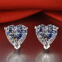 Yhamni New Fashion جميلة 925 Sterling Silver Shiny Cz Heart Diamond arrings أقراط للنساء BKE0052973