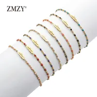 Cheap Accessories Fashion Jewelrys ZMZY Boho Gold Color Link Chain Stainless Steel Bracelets for Women Bracelet Jewelry Tiny Feather...