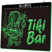 LS0113 Tiki Bar 3D Engraving LED Light Sign Whole Retail225W