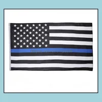 Banner Flags 3 Types 90x150cm Blueline USA Police Flags 3x5 pieds Blue Line Flag Black Blanc et Américain avec des œillets en laiton DR DHCO4