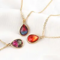 Anh￤nger Halsketten ein St￼ck Goth -Kragen Para Mujer Colorf Wassertropfen Glas Halskette Femme Kristall Goldkette Halskette Nanashop DH6W9