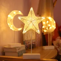 Roard Table Lamp Garden Love Star Christmas Tree Lune Light Light Paper Woven Paper Corde Creative Night Light Room de chambre ￠ coucher D￩coration