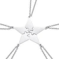 5st Good Family Friendship Necklace Set Five Pointed Star Puzzle Neck Pendant Fashion Creative Jewelry Accessories PE NACKACES291N