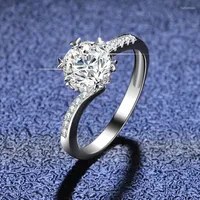 Cluster Rings 925 Sterling Silver Ring Mosan's Drill Fashion Woman1ct Diamond Twist Arm D-color Mosan