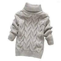 Cardigan 2022 Cozok 2T-8T 순수한 컬러 겨울 소년 소녀 아이 두꺼운 니트 바닥 터틀넥 셔츠 솔리드 높은 칼라 풀오버 스웨터