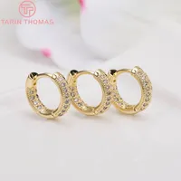 Accessori economici che creano componenti jewelry 2475 14mm 24k oro oro in ottone con zircone orecchini rotondi clip di orecchini a cerchio Hig ...