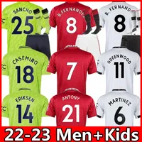 2022 2023 Manchester Casemiro Sancho Soccer Jerseys Man Utd B. Fernandes Antony 22 23 Rashford Martinez Elanga Fred Eriksen Varane Greenwood Football Shirt Kids Kit