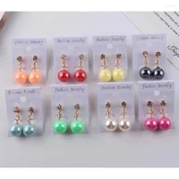 Backs Earrings 8 Color High Quality Elegant Round Pure Love Clip On Pearl No Pierced Ear For Women Fine Jewelry