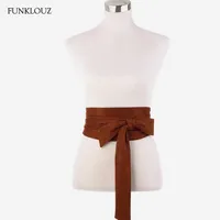 Funklouz Japanese Vintage Bonneaux de taille pour femmes Bow Cummerbund Lace Up Washing Slim Dress Belt New Fashion Apparel Accessories Q0624291T