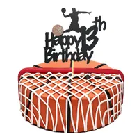 Другие праздничные поставки вечеринки L Basketball Cake Topper блестящий с 13 -летием Toppers для 13 -летней мальчики и детской сцены Soif Amq0n