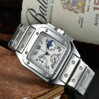 2021 New Six Stitches Luxury Mens Watches All Dial Work Work Quartz Watch عالية الجودة أعلى العلامة التجارية Moon Phase Clock Clock Steel Bel2680