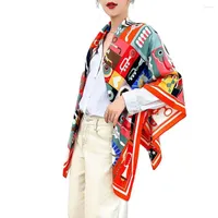 Шарфы Lesida Twill шелк шелковой шарф, женщины Samba негабаритная квадратная эхарпеса, феммерские обертывания банданы 130 130 см.