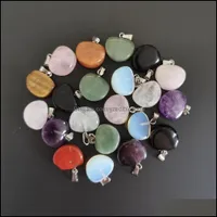 Charms Fan Shape Seven Chakras Stones Charms Pendant Healing Reiki Rose Quartz Crystal For Diy Making Crafts Necklace Je Dhseller2010 Dh1Pp