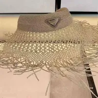 디자이너 모자 볼 캡 거친 가장자리에있는 큰 처마 잔디 잔디 손으로 짠 천연 빈 탑 모자 여성 여름 해변 모자 휴가 264N
