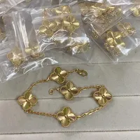Bracciale a trifoglio a quattro foglie Bracciale di alta qualità set di gioielli in oro 18k oro ufficiale Collace bracciale replica331T