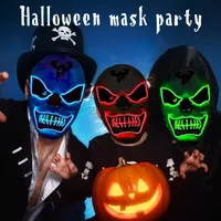 أقنعة الحفلات المهرج الجديدة المتوهجة LED Mask Halloween Horror Mask Party Carnival Neon Masquerade Club Props 905