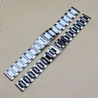 Nova banda de vigilância em cerâmica branca preta com aço inoxidável prata de metal de metal faixa de pulseira de pulseira de fita smart watch s3 14mm 16mm 18mm 20333zz