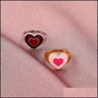 Pierścienie zespołu pierścień Instagram Vintage Style podwójna warstwa urocza kolorowa miłość pierścionki sercowe dla kobiet dziewczęta biżuteria