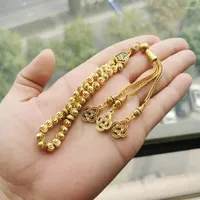 Strand Gold Tasbih Ramadan Gift Muslimska tillbeh￶r till hand Islamiska 33 -p￤rlor Armband Liten storlek f￶r fickan