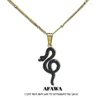 Naszyjniki wisiorek ze stali nierdzewnej czarny kryształowy wąż wąż naszyjnik Kobiety złoty kolor gotycki mały łańcuch biżuterii węża n5218s0