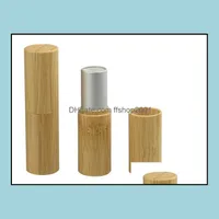 Förpackningsflaskor naturliga bambu design läppbalsam container läppstift rör diy kosmetiska behållare bruttorör stick flaskan sn2046 droppe dhsyj