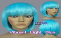 30cm Vibrant Light Blue Heat Styleable Chic Bob short Cosplay Wigs 91VLB
