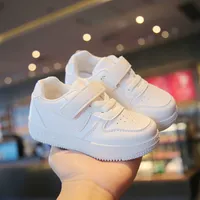 어린이 캐주얼 신발 어린이 아기 통기성 편안한 편안한 비 슬립 내마모링 작은 흰색 신발 크기 21-37