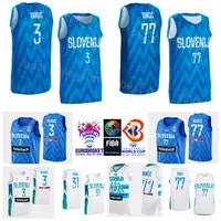 طباعة 2022 Eurobasket Slovenia كرة السلة Luka Doncic Jersey 77 3 Goran Dragic 10 Mike Tobey 11 Jaka Blazic 30 Zoran Dragic 8 Edo Muric National Shirt Blue White Shirt