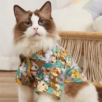Roupos de vestuário para cães de estimação Camiseta de praia de praia Camiseta floral Hawaiian Pet Clothing para pequenos cães grandes cães gatos chihuahua 20220906 Q2