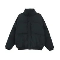 새로운 다운 복도 재킷 경사 전신 편지 아플리케 디자이너 남성 따뜻한 지퍼 아웃복 패션 스탠드 칼라 겨울 코트 남성 옷 검은 색