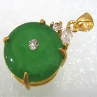 Enti￨rement pas cher 2 couleur belle perle de jade verte b￩nisse 18 kgp collier pendentif cha￮ne303r
