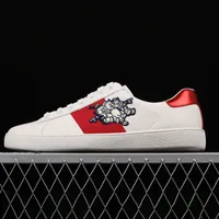 Designer Sapatos casuais Ace Sneakers Snake Snake Three Pig Leather bordado Men preto Tiger Tiger