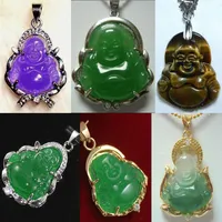 Ganze billige 6 Farbe Fine Green Jade Tiger Eye Stone segne Happy Buddha Guanyin Pendant304p
