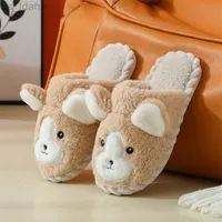 Slippers Weightlight Dog Slides Shoes Winter Woman Home Home Bughes for Walk Fuzzy Insisex Room Indoor L220906