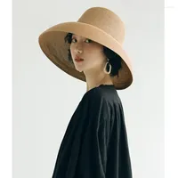 قبعات واسعة الحافة Visrover 5 ألوان شاطئ كبير قابلة للطي للنساء قبعة قش كبيرة UV حماية الشمس الظل بالجملة بنما بنما
