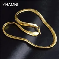 Yhamni Gold Color Necklace Men المجوهرات كاملة العصرية الجديدة 9 مم وعرضها فيجارو سلسلة الذهب المجوهرات NX192334G